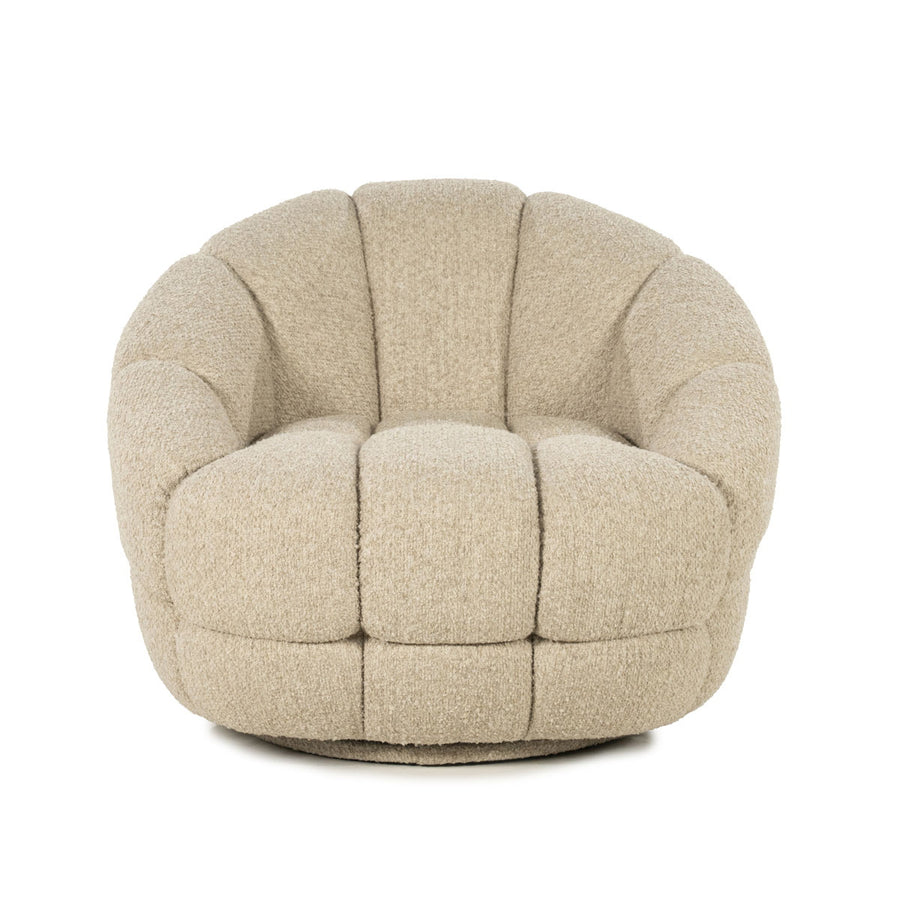 Fauteuil Tina – stof & hout beige flou