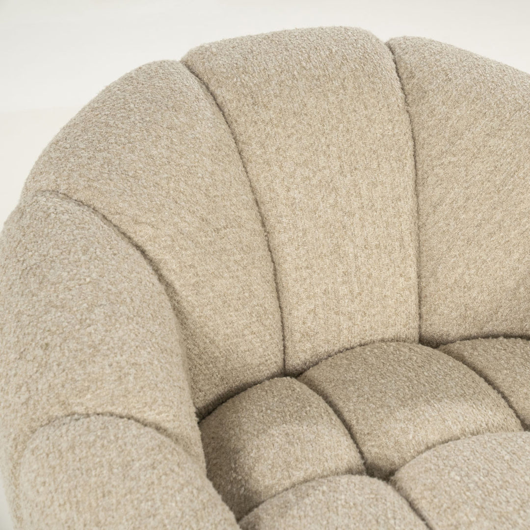 Fauteuil Tina – stof & hout beige flou