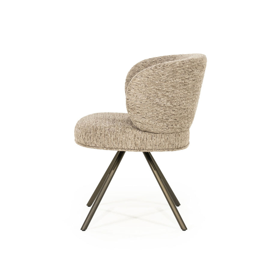 Stoel Jayson – stof & metaal taupe blythe