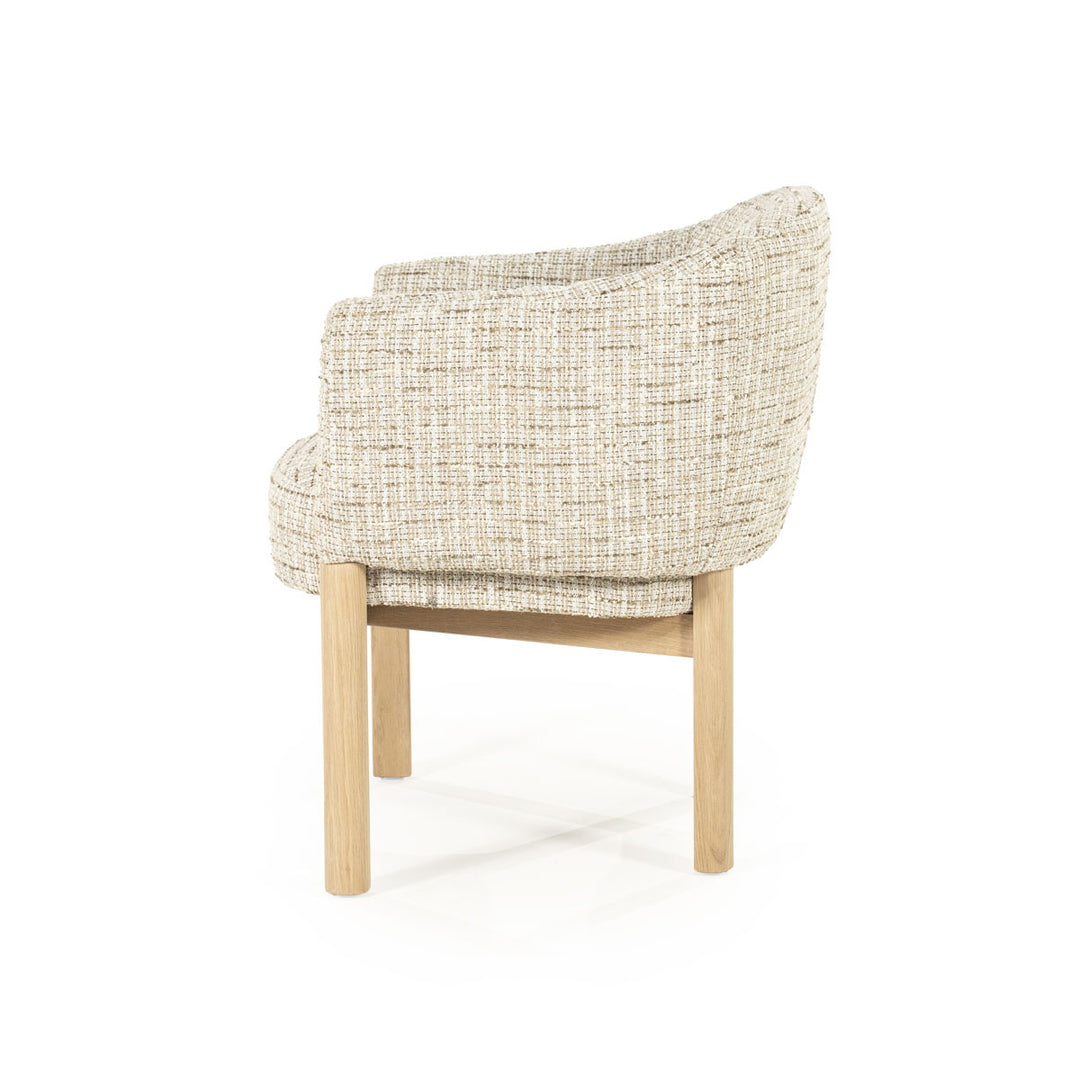 Stoel Micha – stof & hout beige nori