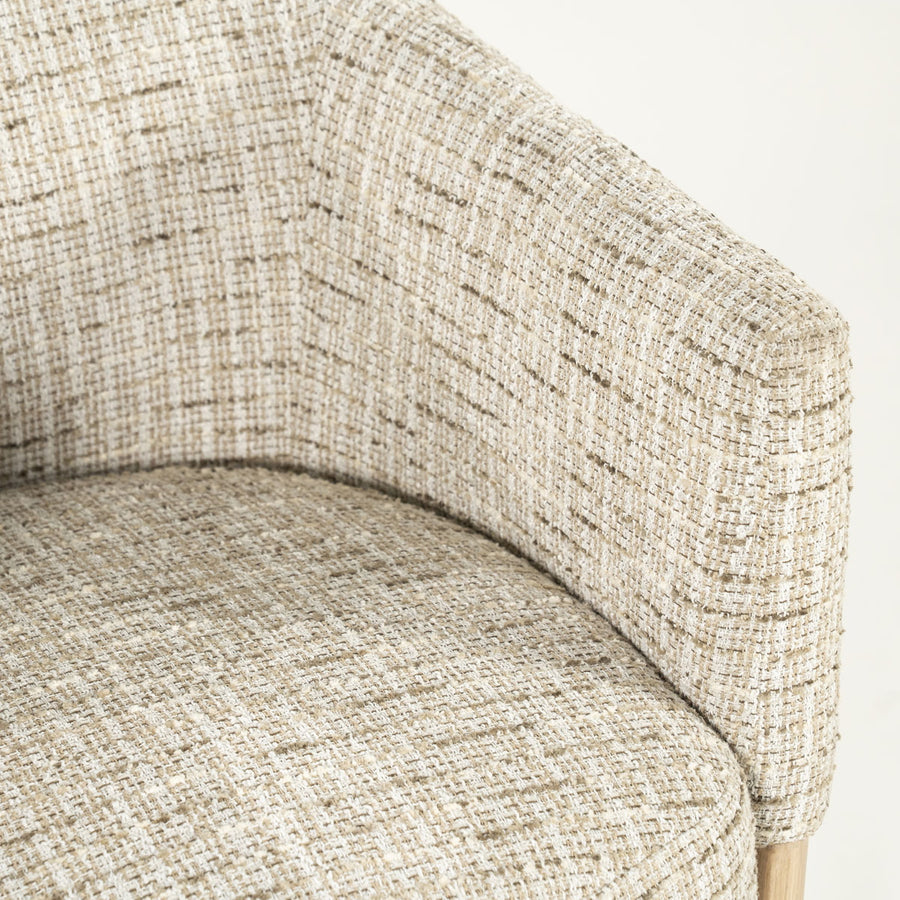 Stoel Micha – stof & hout beige nori