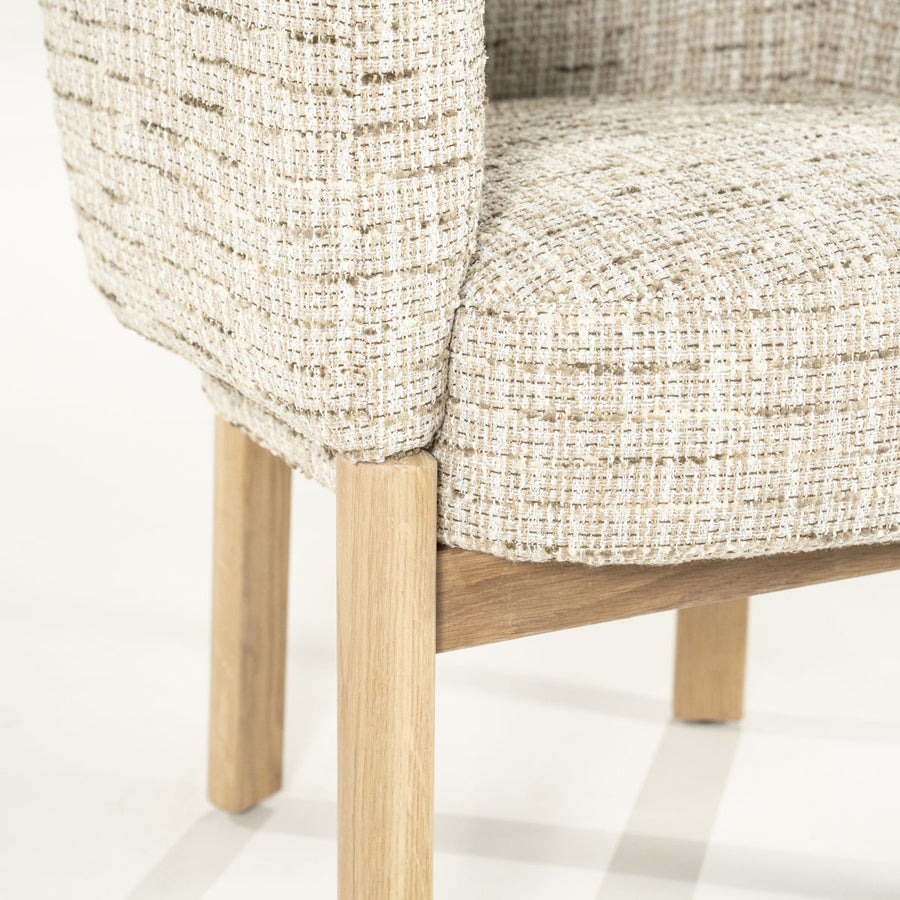 Stoel Micha – stof & hout beige nori