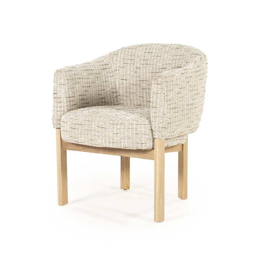 Stoel Micha – stof & hout beige nori