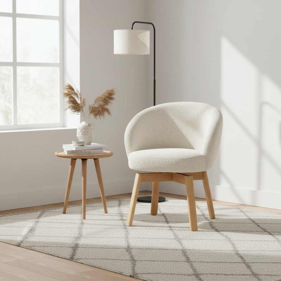 Stoel Livia –  stof & hout beige hush