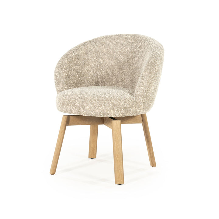 Stoel Livia – stof & hout taupe hush