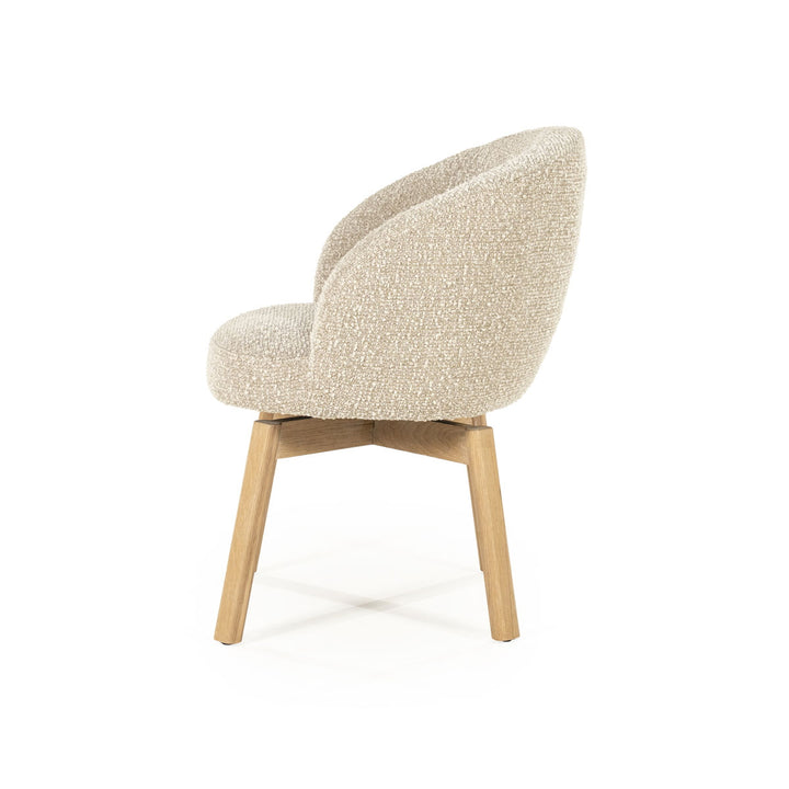 Stoel Livia – stof & hout taupe hush