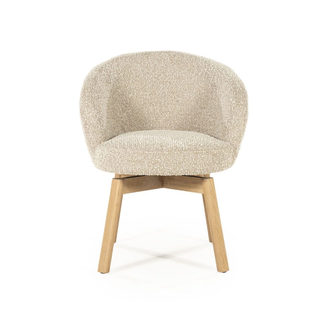 Stoel Livia – stof & hout taupe hush