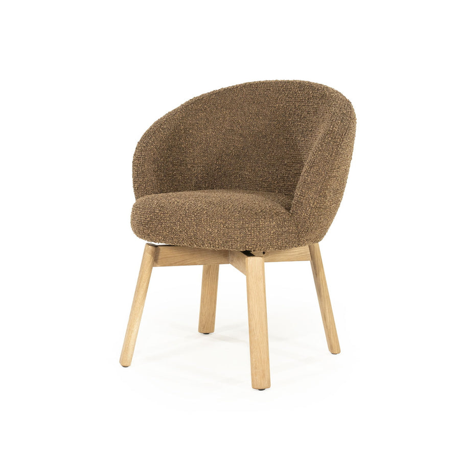 Stoel Livia – stof & hout bruin hush