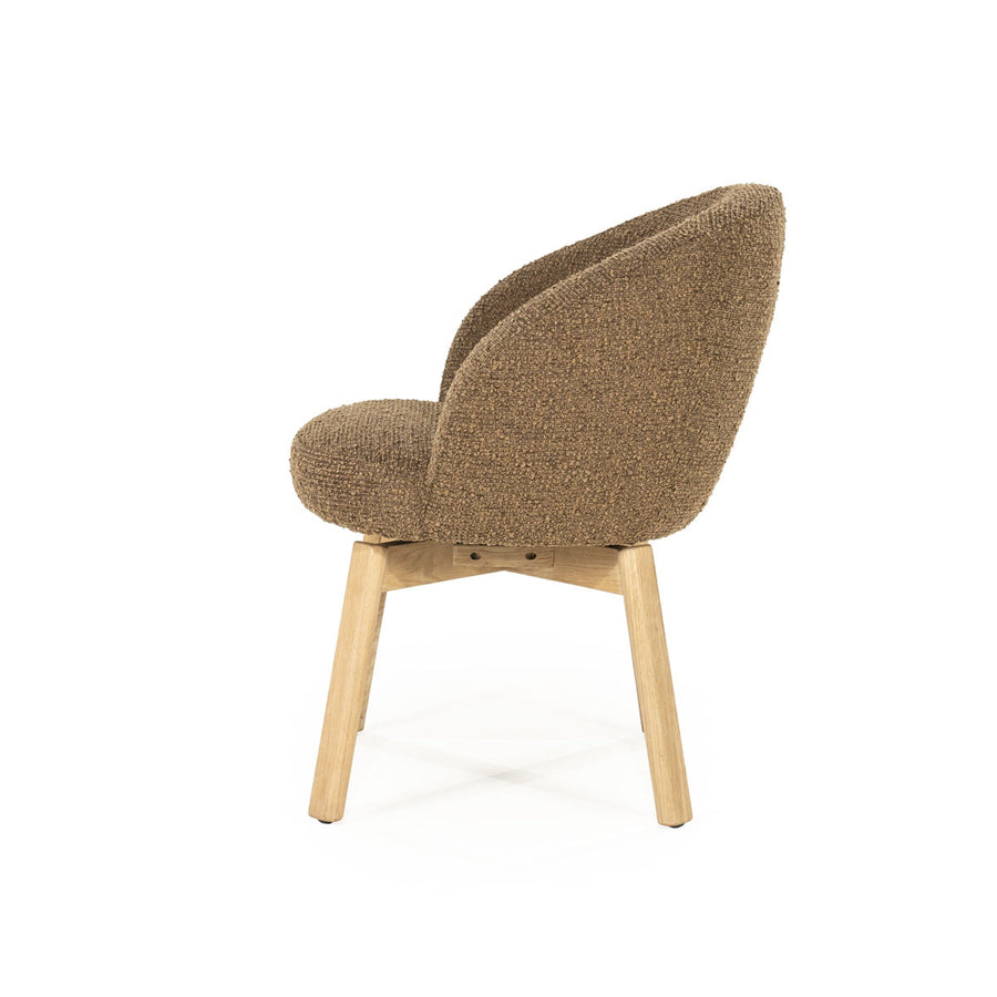 Stoel Livia – stof & hout bruin hush
