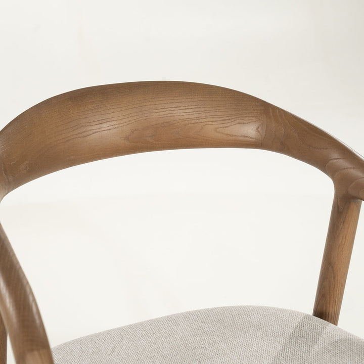 Barkruk Rayven – essenhout & stof lichtbruin