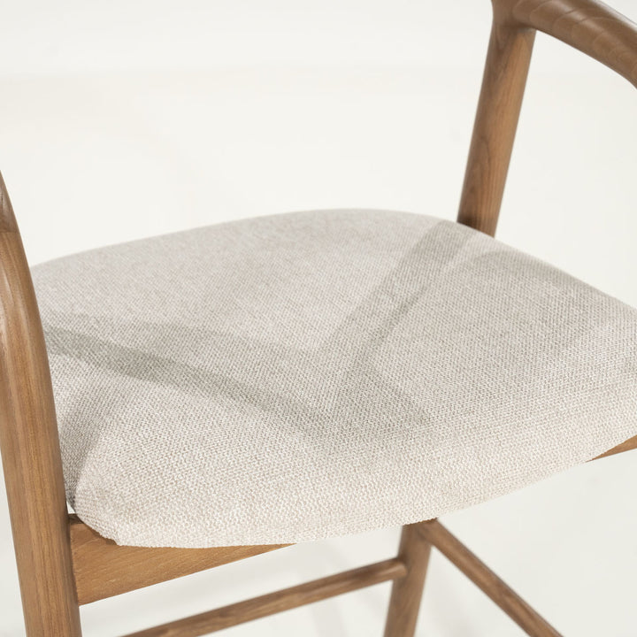 Barkruk Rayven – essenhout & stof lichtbruin