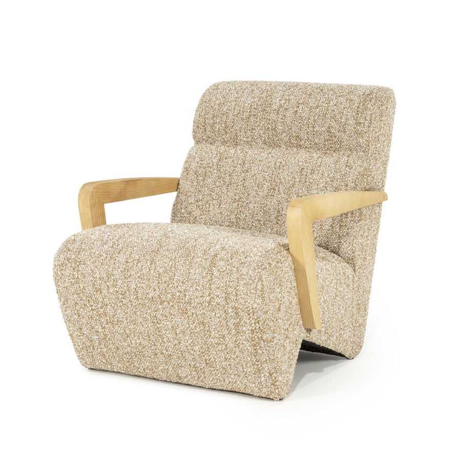 Fauteuil Olek – stof & hout beige bay