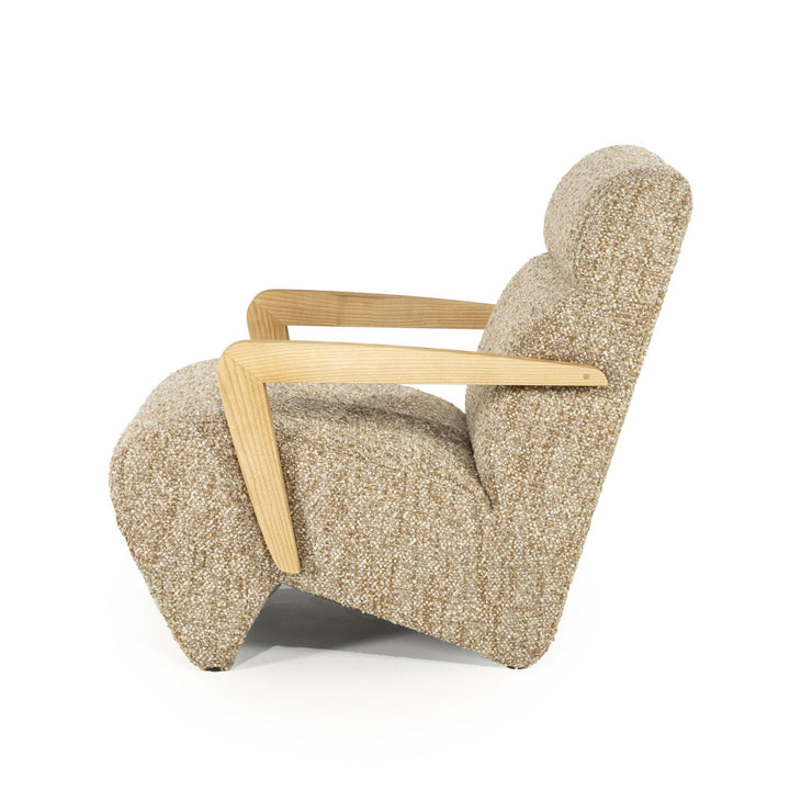 Fauteuil Olek – stof & hout taupe bay
