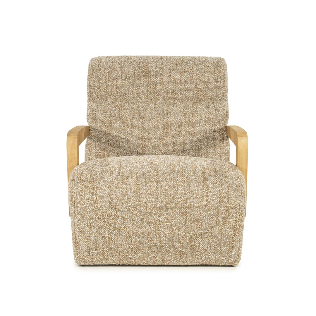 Fauteuil Olek – stof & hout taupe bay