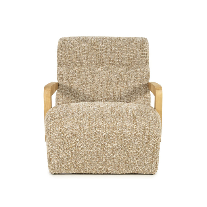 Fauteuil Olek – stof & hout taupe bay
