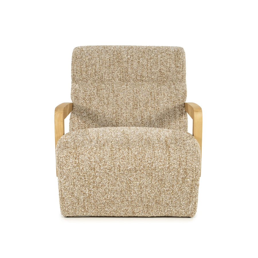 Fauteuil Olek – stof & hout taupe bay