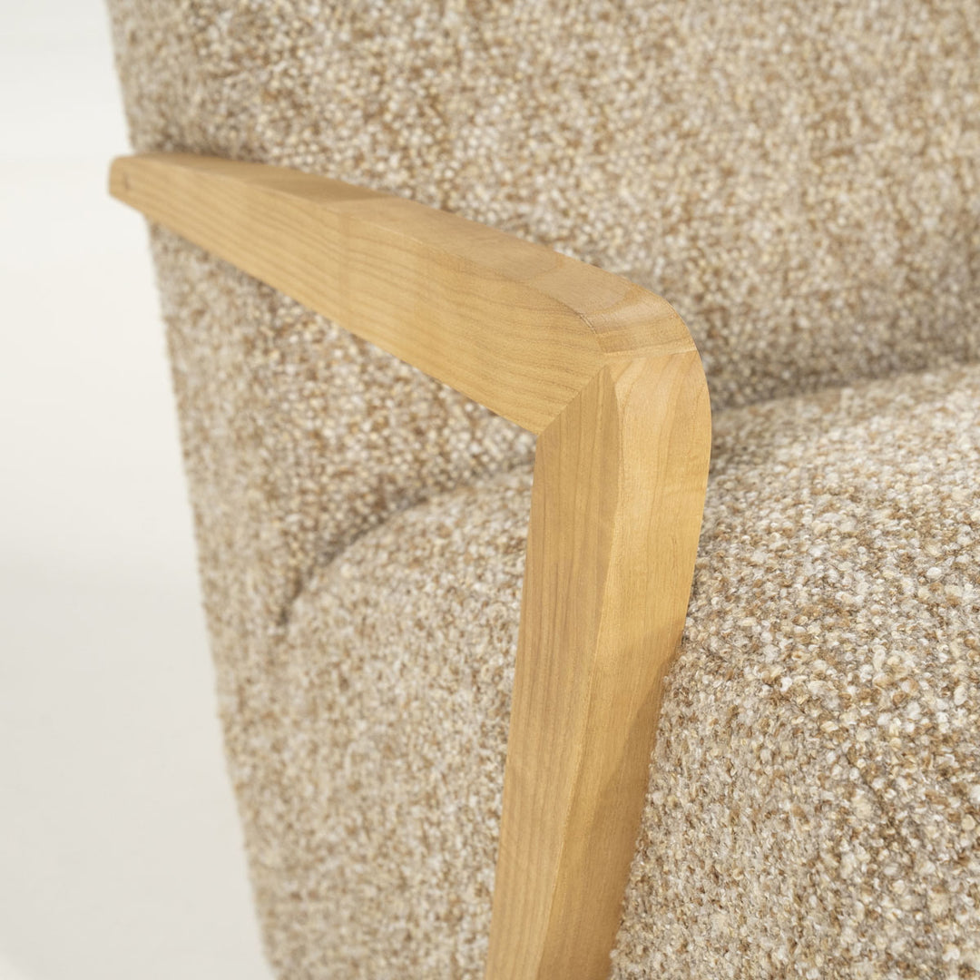 Fauteuil Olek – stof & hout taupe bay