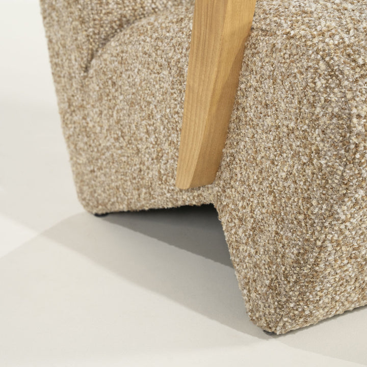 Fauteuil Olek – stof & hout taupe bay