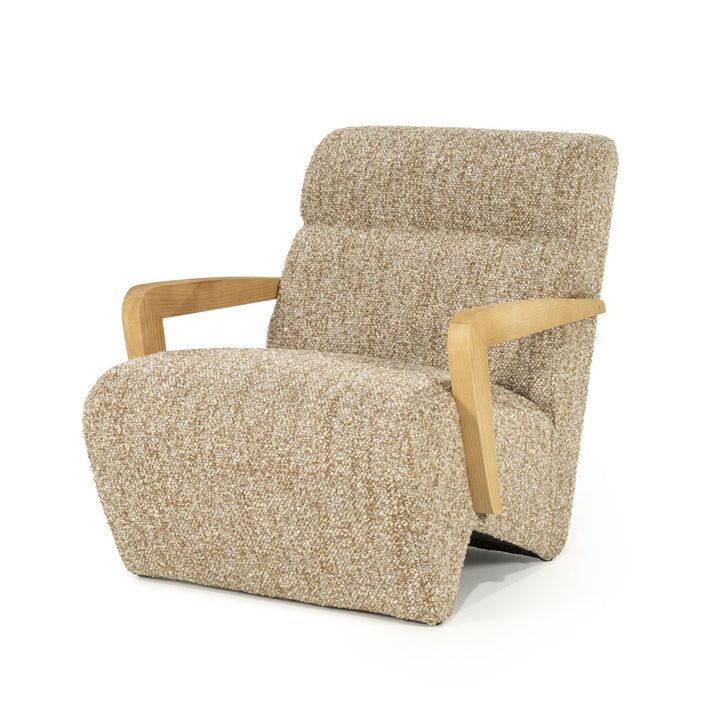 Fauteuil Olek – stof & hout taupe bay