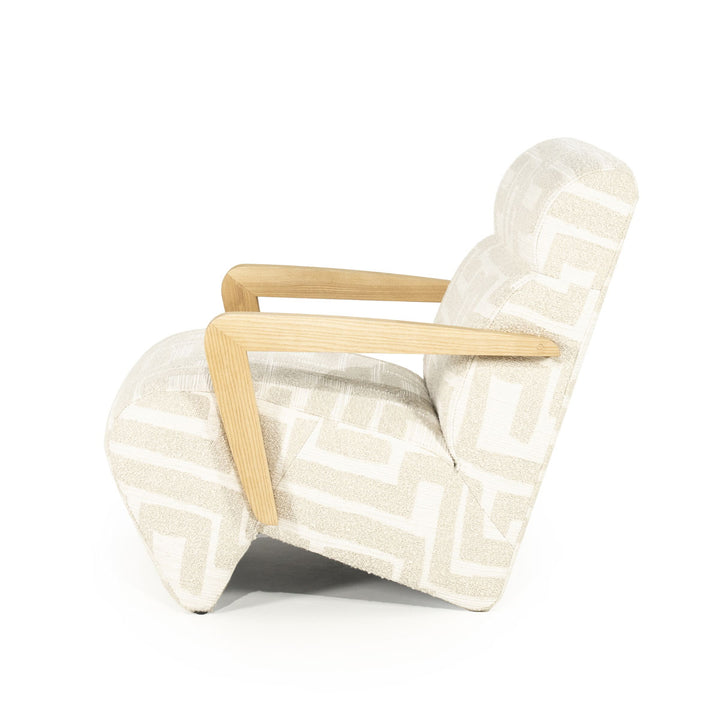 Fauteuil Olek – stof & hout beige libre