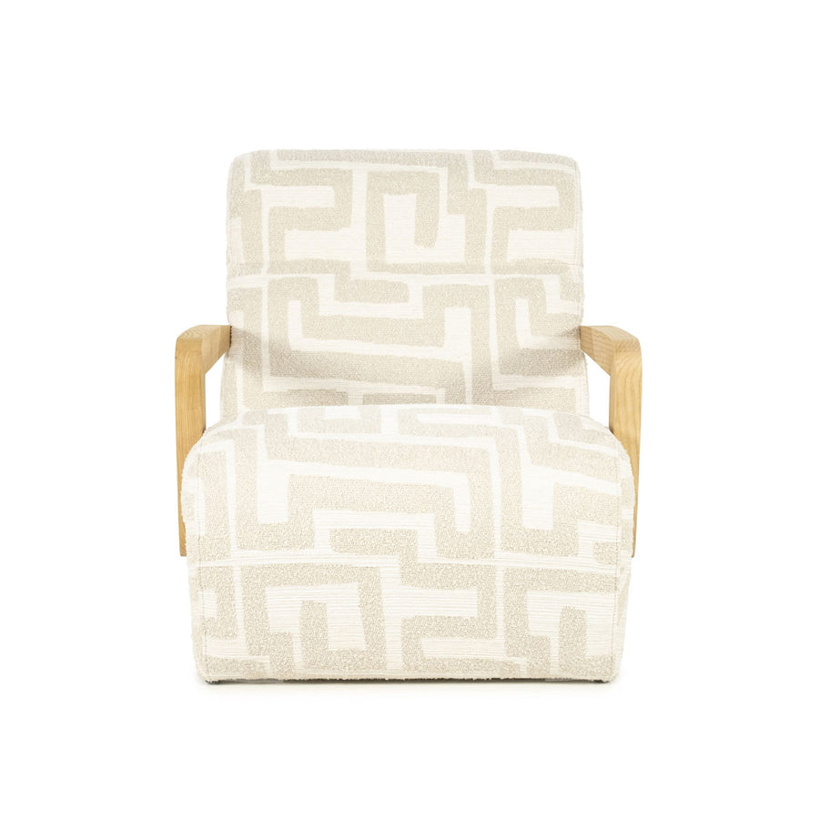 Fauteuil Olek – stof & hout beige libre