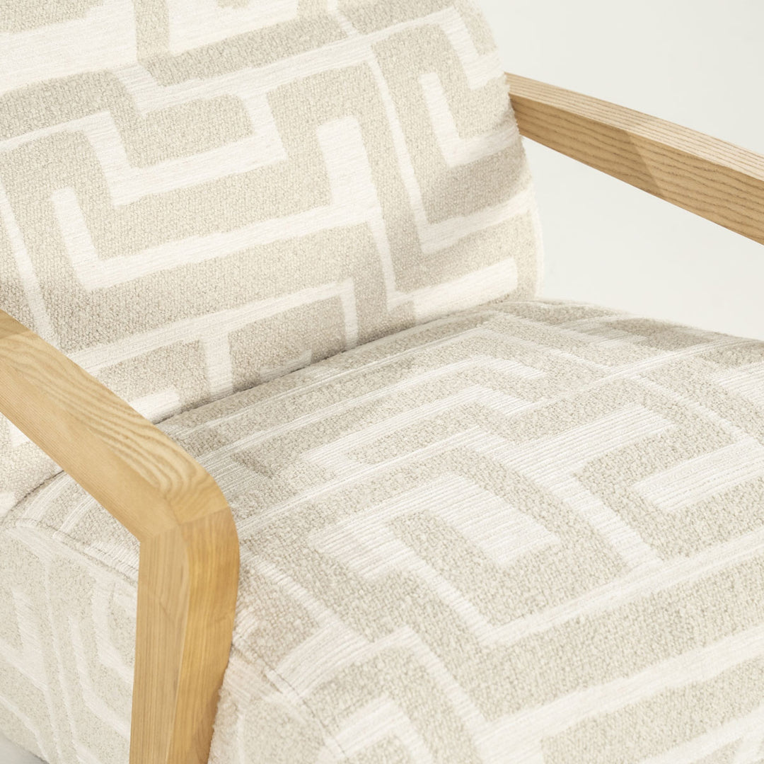 Fauteuil Olek – stof & hout beige libre