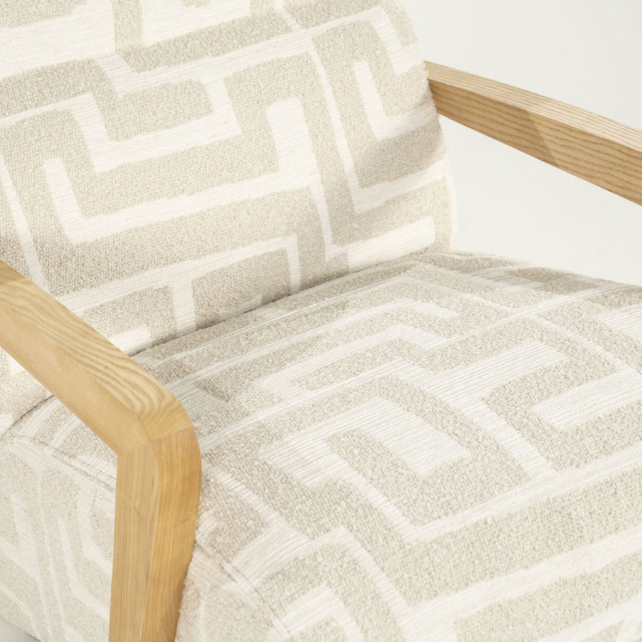 Fauteuil Olek – stof & hout beige libre