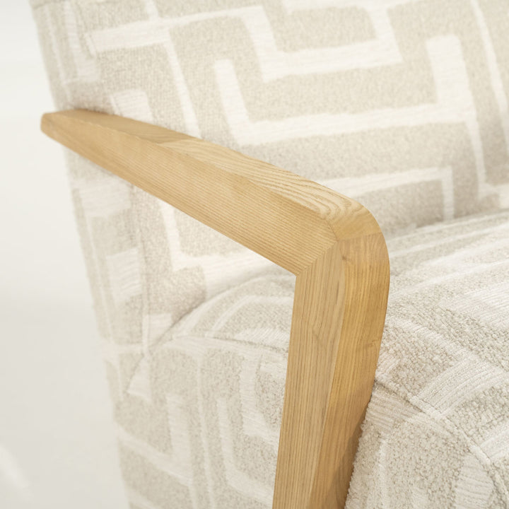 Fauteuil Olek – stof & hout beige libre