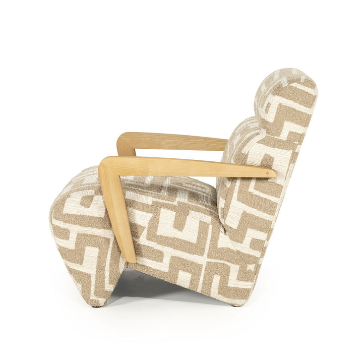 Fauteuil Olek – stof & hout taupe libre