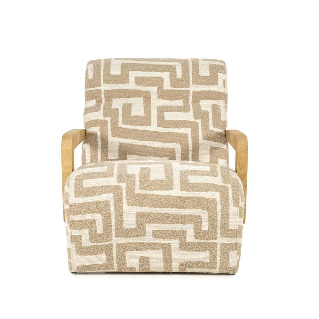 Fauteuil Olek – stof & hout taupe libre