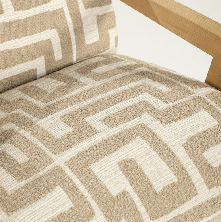 Fauteuil Olek – stof & hout taupe libre