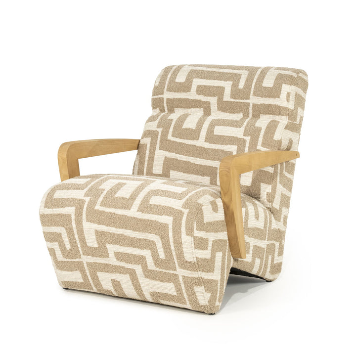 Fauteuil Olek – stof & hout taupe libre