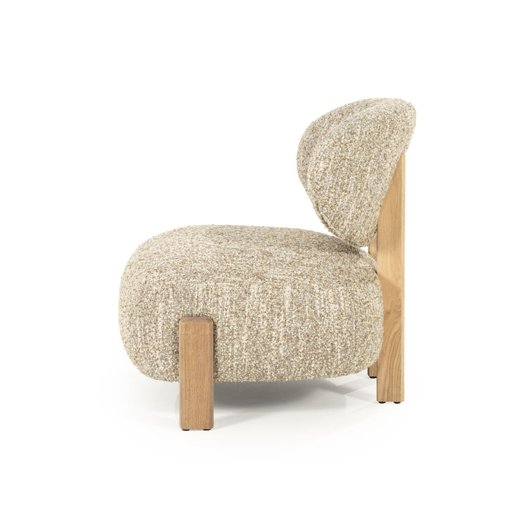 Fauteuil Reza – stof beige & naturel frame