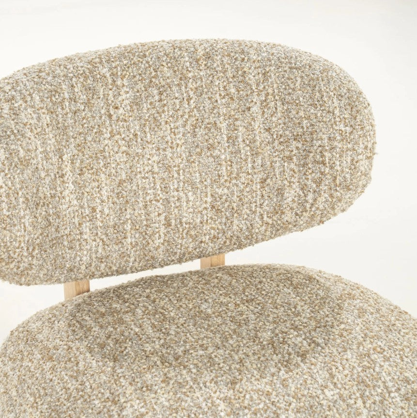 Fauteuil Reza – stof beige & naturel frame