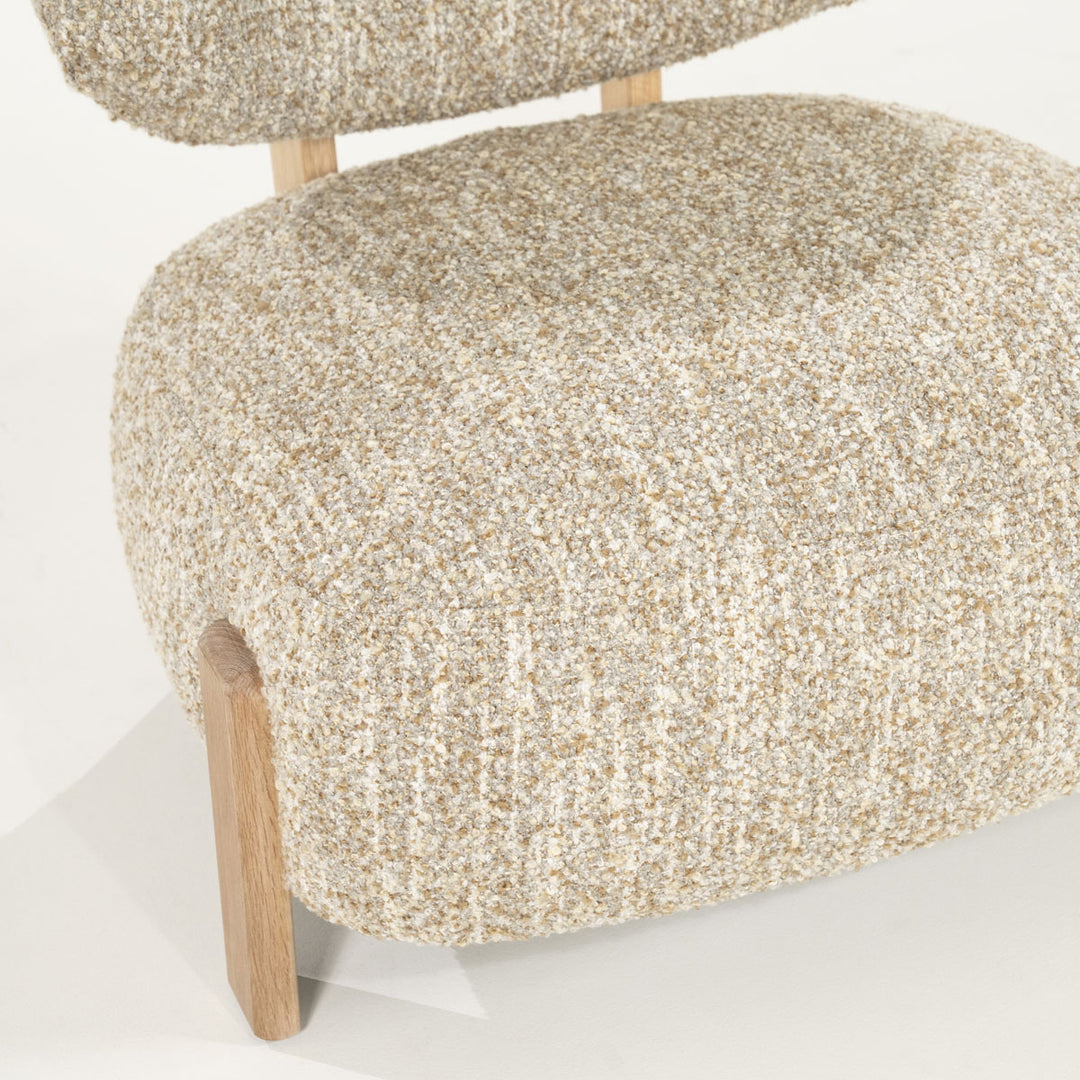 Fauteuil Reza – stof beige & naturel frame