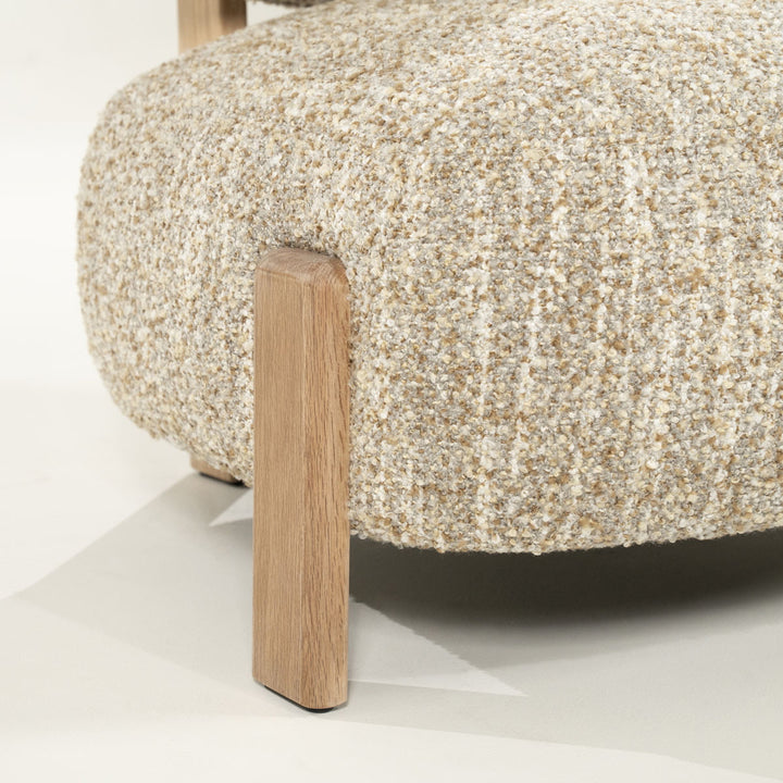 Fauteuil Reza – stof beige & naturel frame