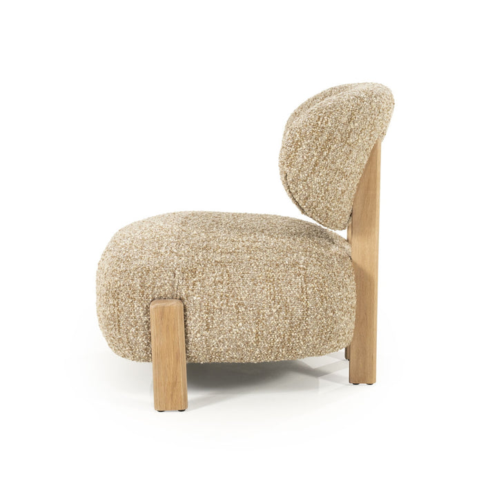 Fauteuil Reza – stof taupe & naturel frame
