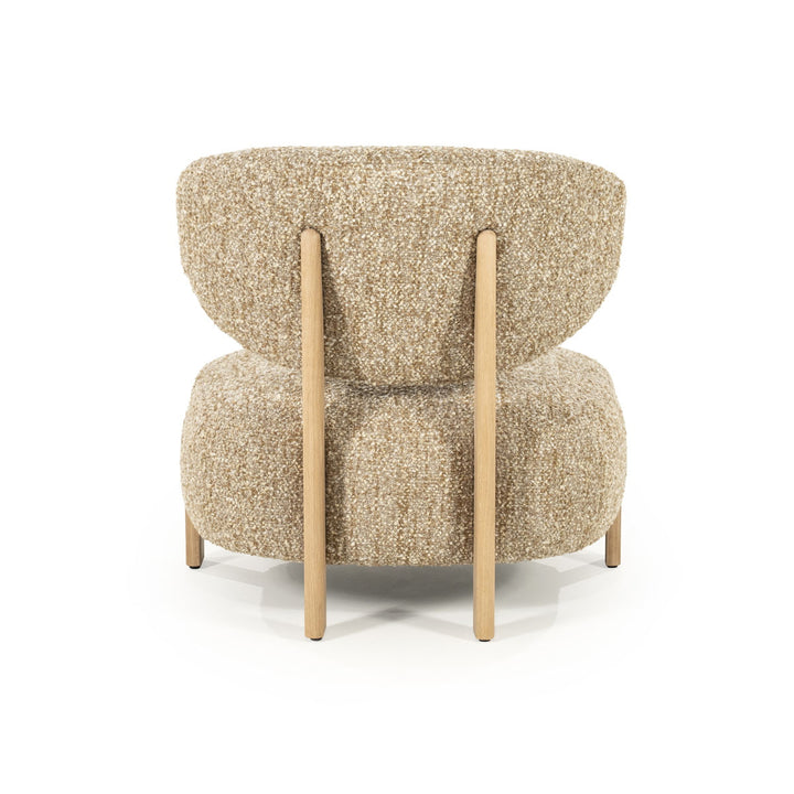Fauteuil Reza – stof taupe & naturel frame