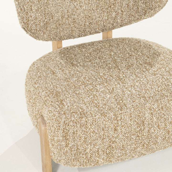 Fauteuil Reza – stof taupe & naturel frame