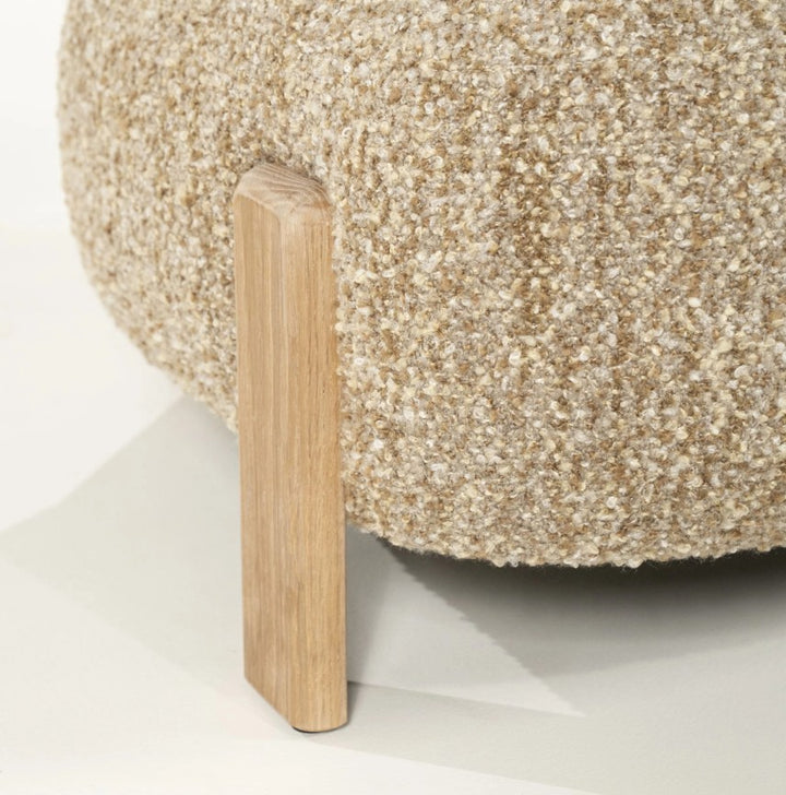 Fauteuil Reza – stof taupe & naturel frame
