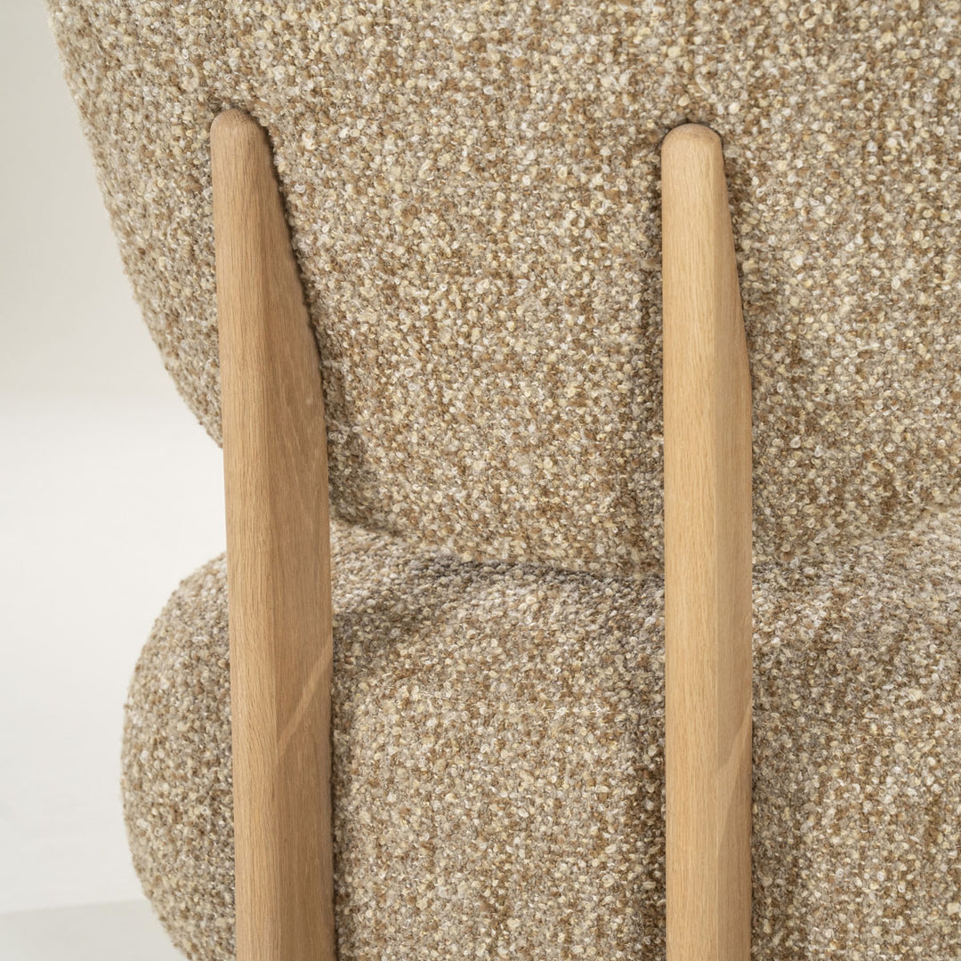 Fauteuil Reza – stof taupe & naturel frame
