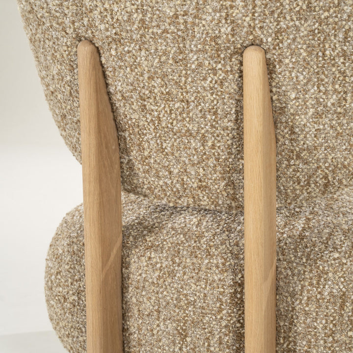Fauteuil Reza – stof taupe & naturel frame