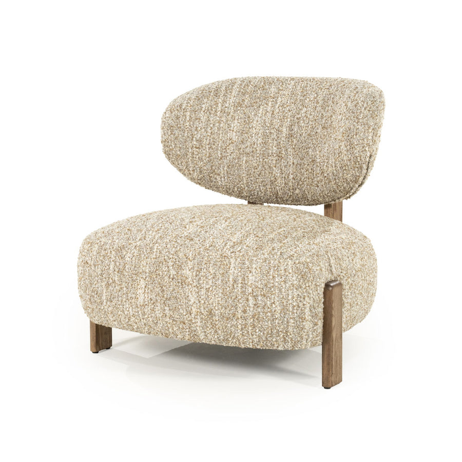 Fauteuil Reza – stof beige & bruin frame