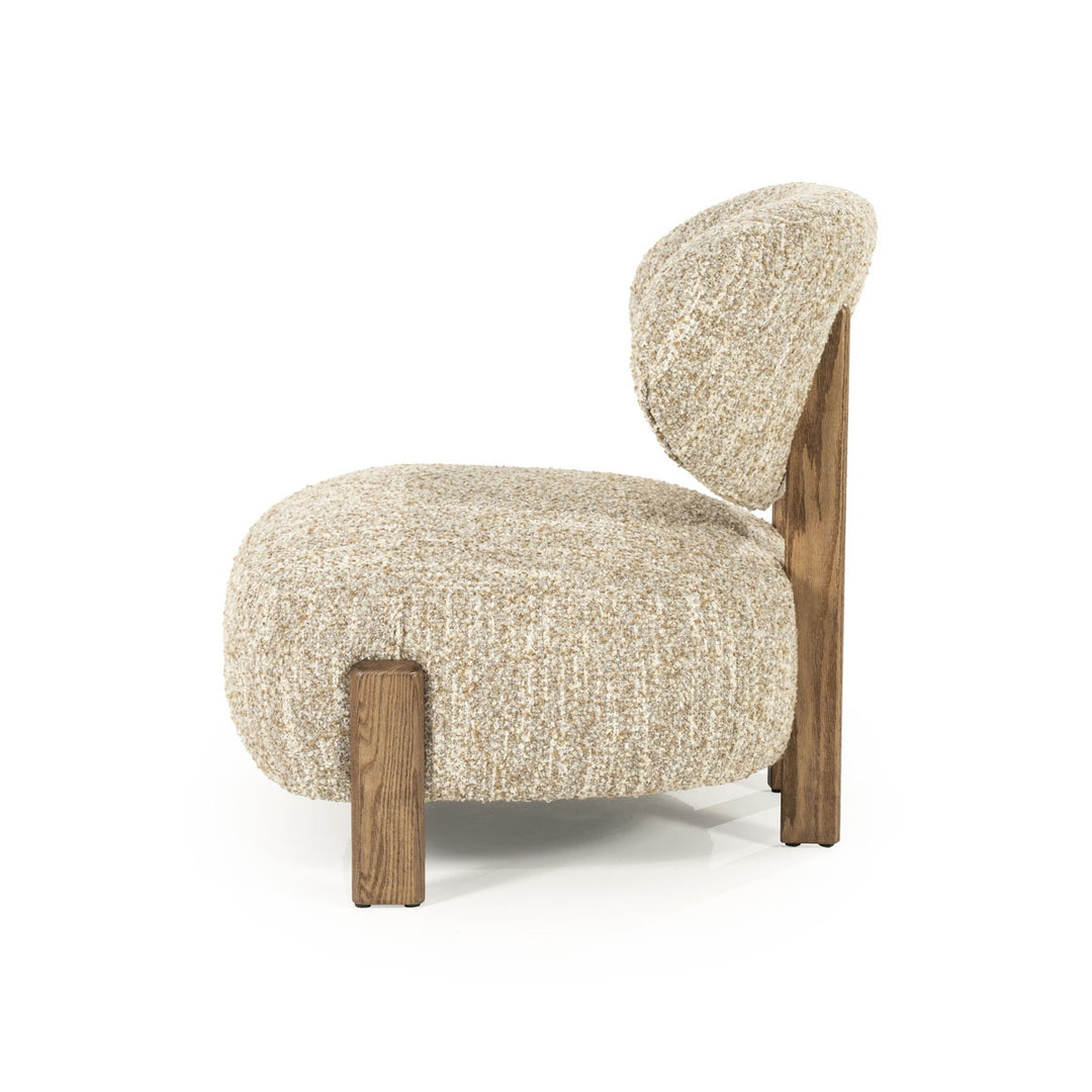 Fauteuil Reza – stof beige & bruin frame