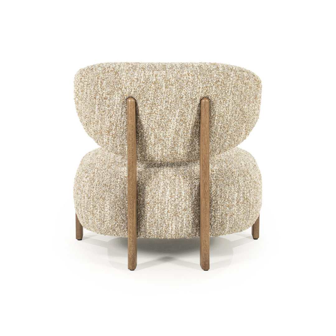 Fauteuil Reza – stof beige & bruin frame