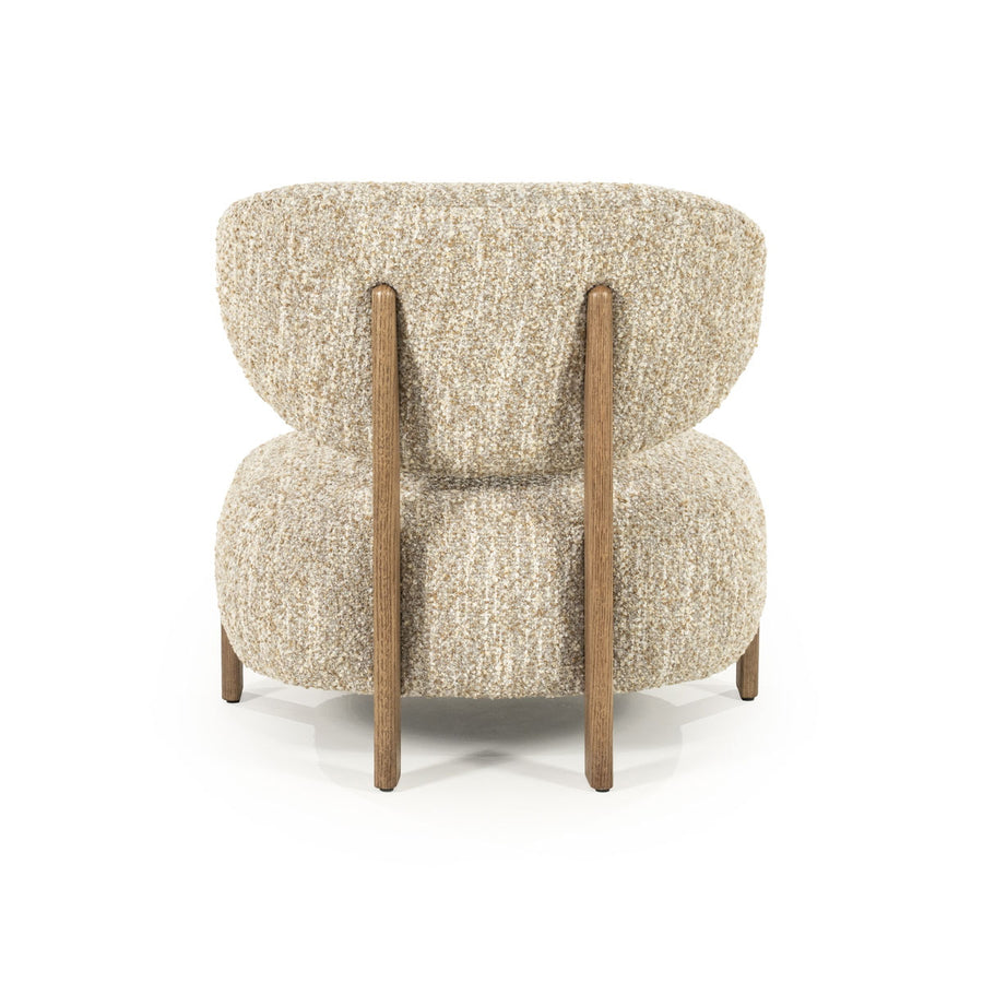 Fauteuil Reza – stof beige & bruin frame