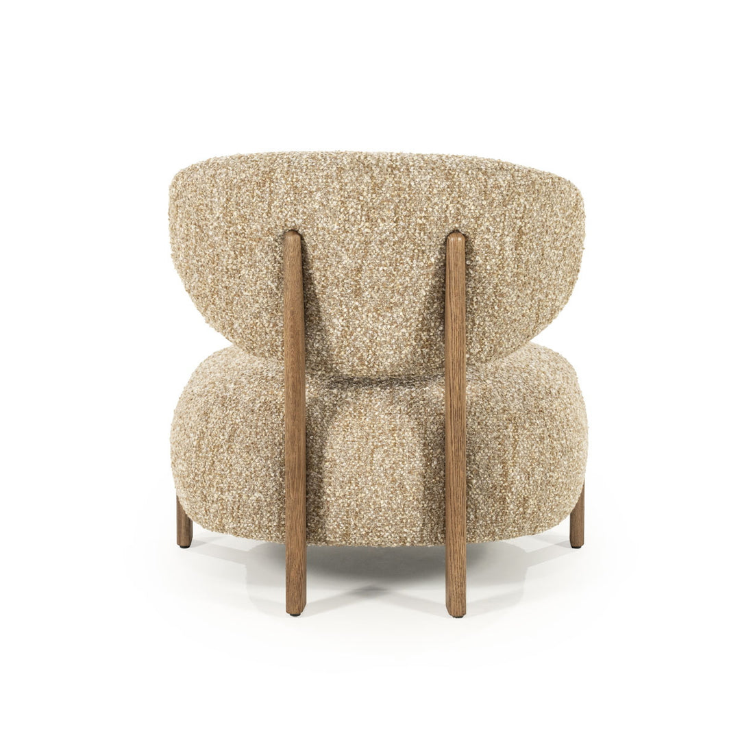 Fauteuil Reza – stof taupe & bruin frame