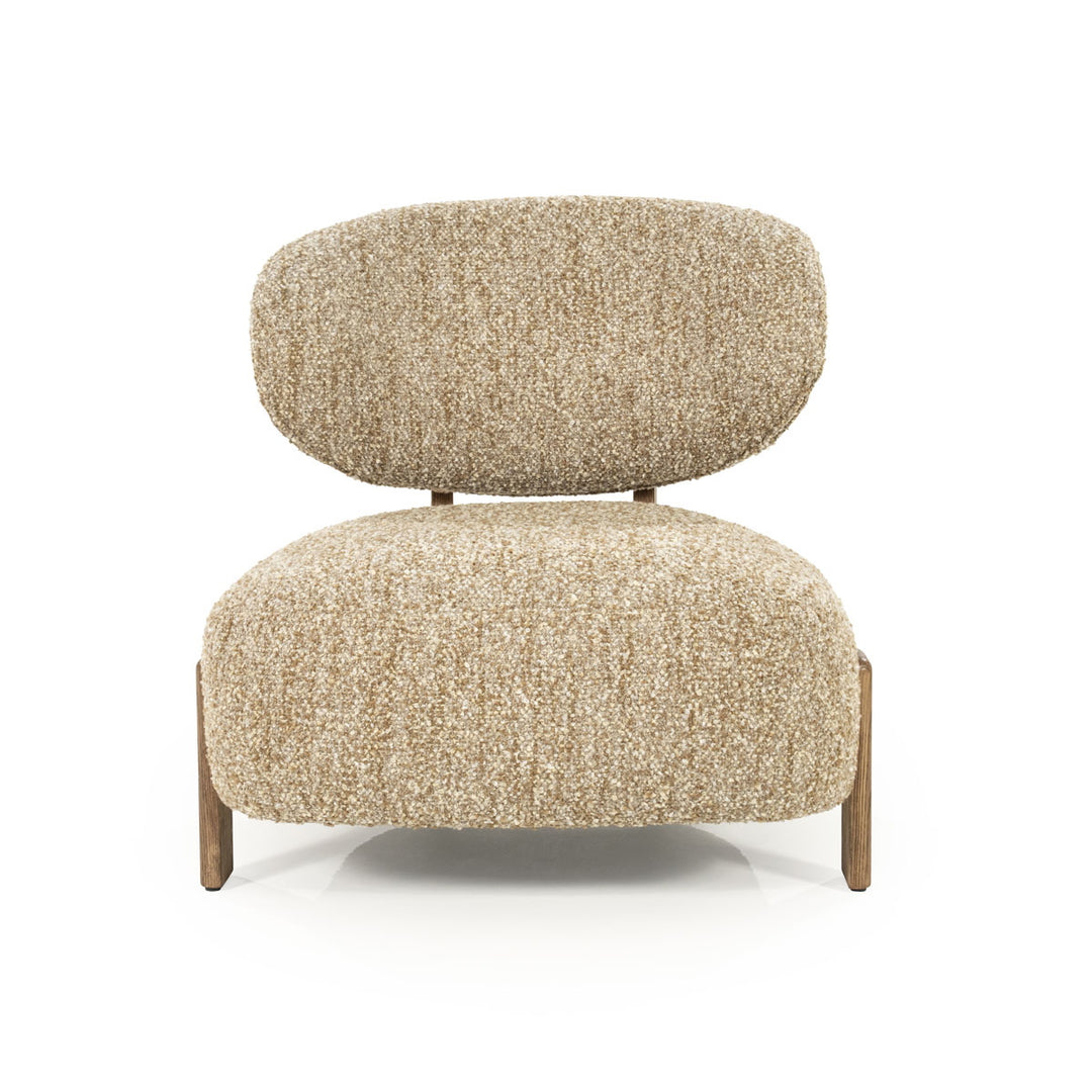 Fauteuil Reza – stof taupe & bruin frame