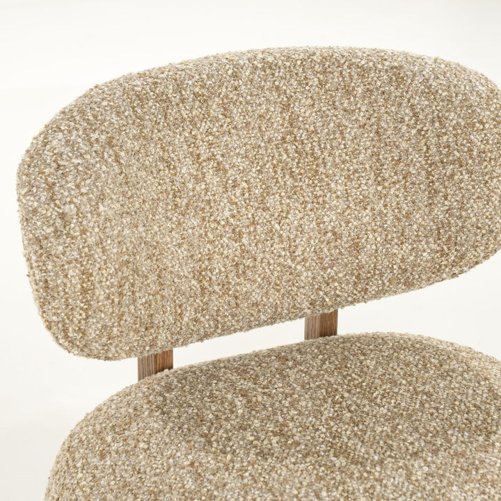 Fauteuil Reza – stof taupe & bruin frame