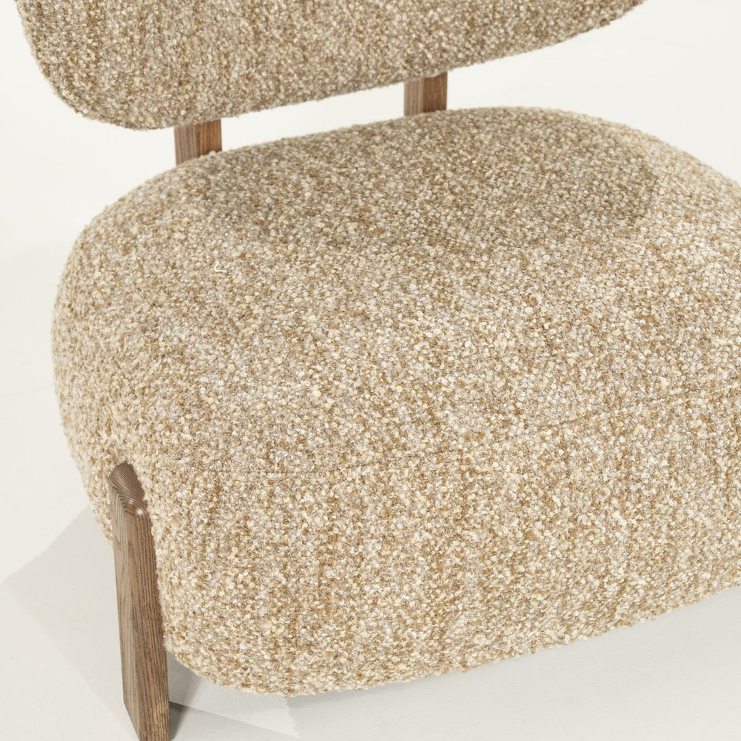 Fauteuil Reza – stof taupe & bruin frame